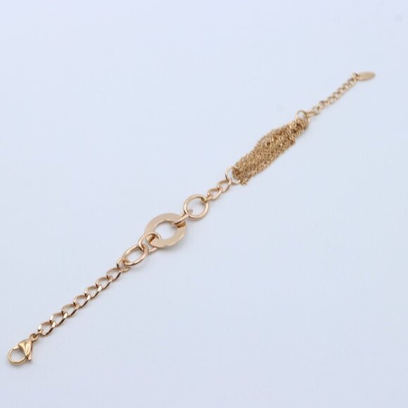 "Modern Rose Gold Bracelet with Circle Charm and Chain Tassel, XPBL1160 - Picture 2 of 3